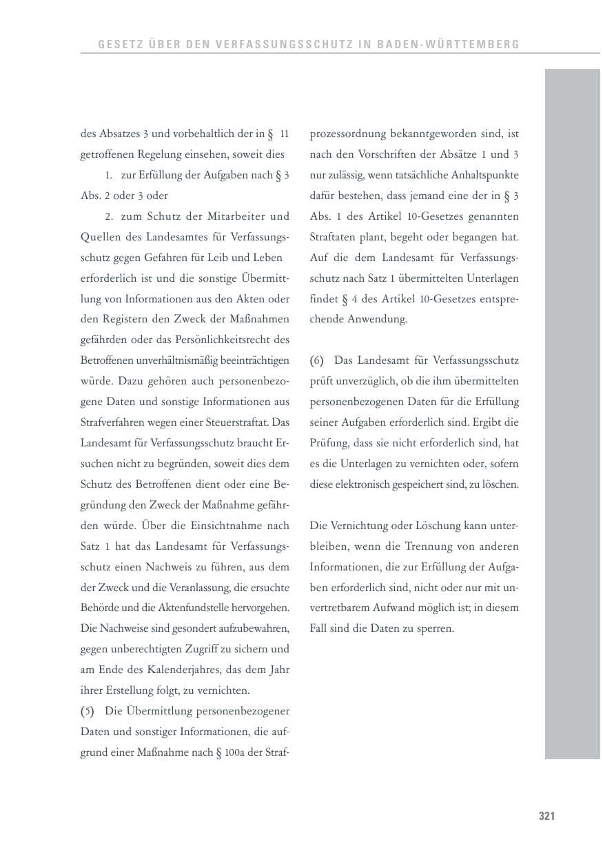 Seite 322 des Verfassungsschutzbericht 2011 Baden-Württemberg