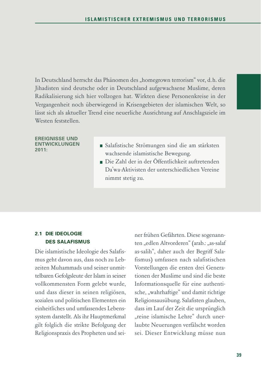 Seite 40 des Verfassungsschutzbericht 2011 Baden-Württemberg