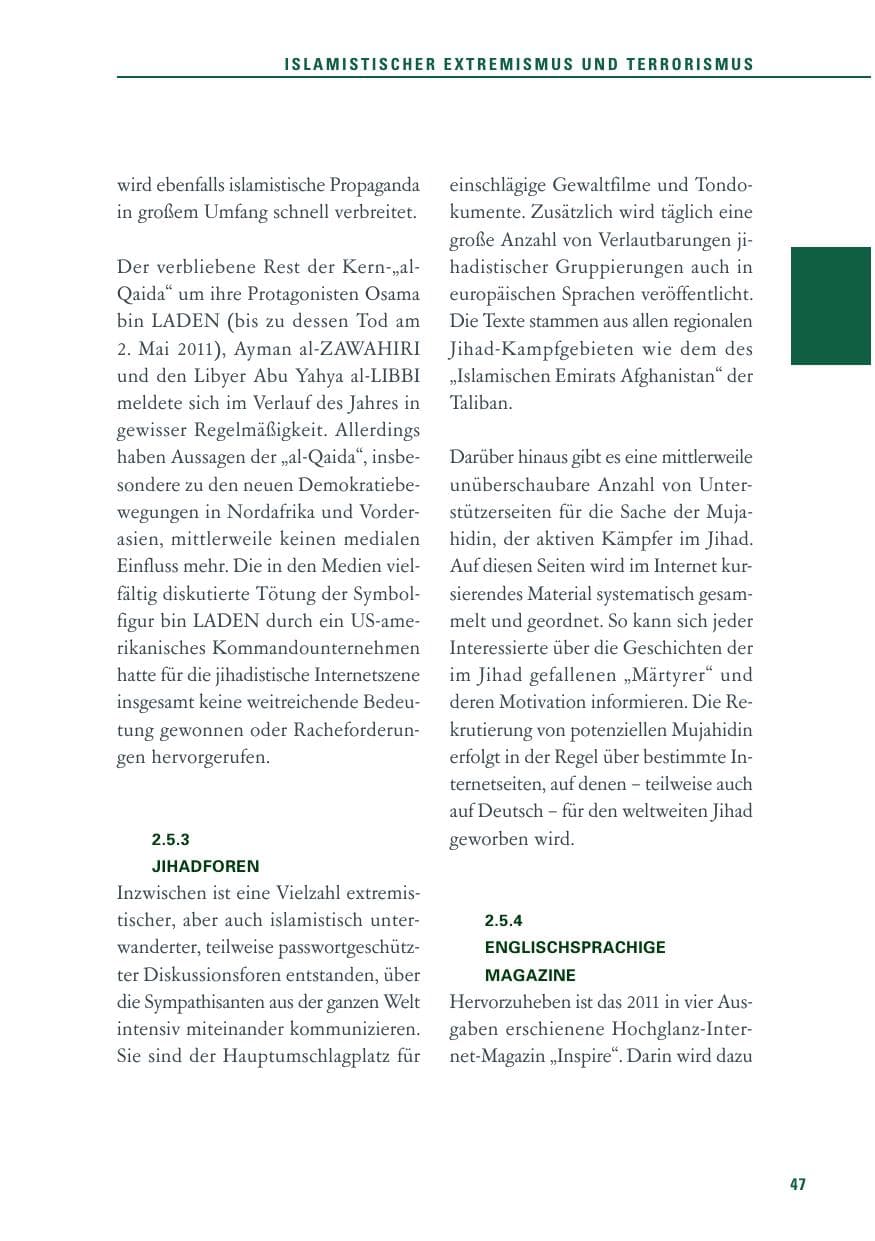Seite 48 des Verfassungsschutzbericht 2011 Baden-Württemberg