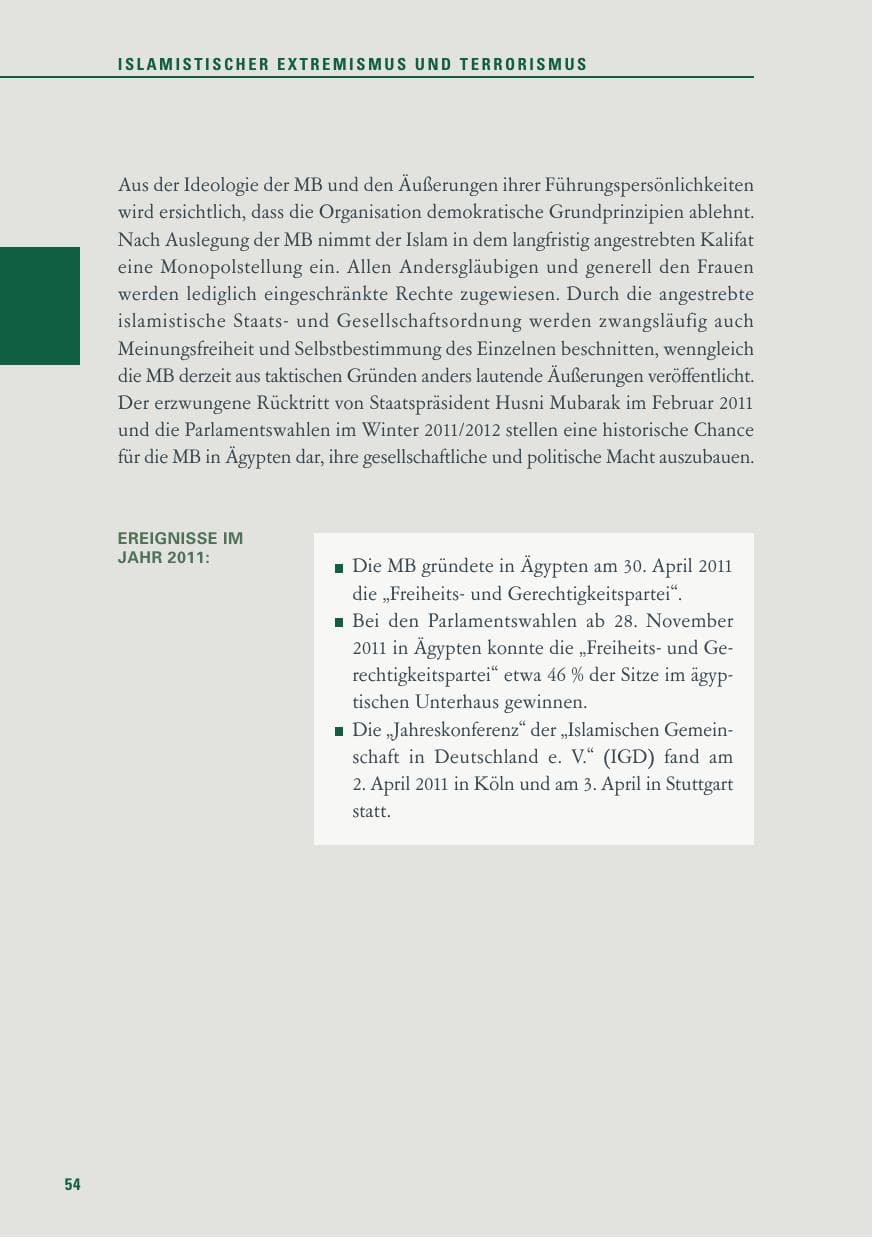 Seite 55 des Verfassungsschutzbericht 2011 Baden-Württemberg
