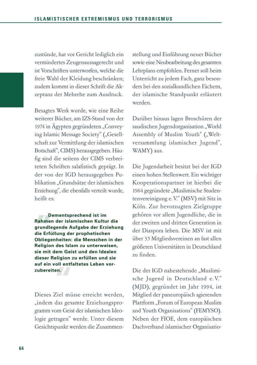 Seite 65 des Verfassungsschutzbericht 2011 Baden-Württemberg