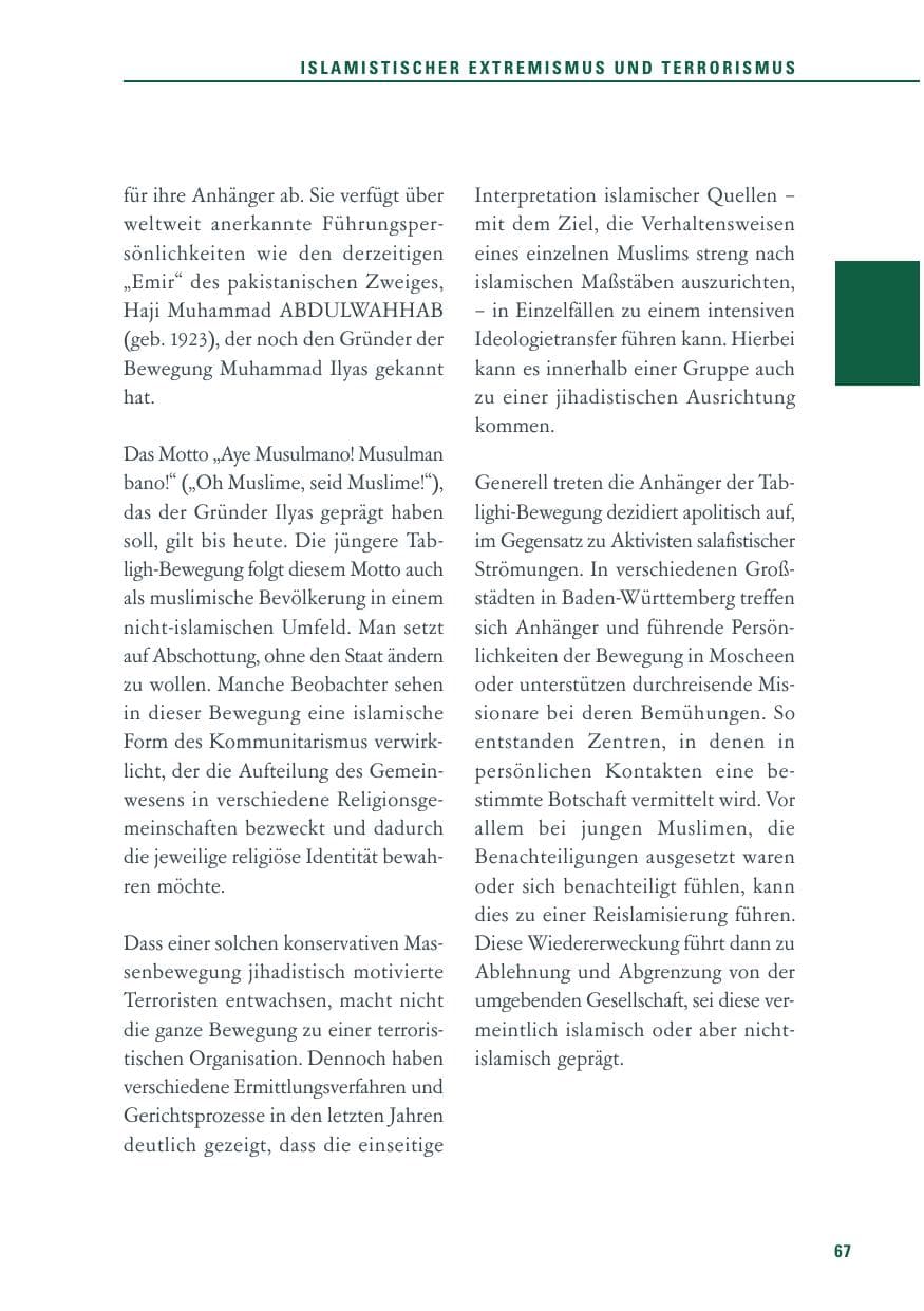 Seite 68 des Verfassungsschutzbericht 2011 Baden-Württemberg