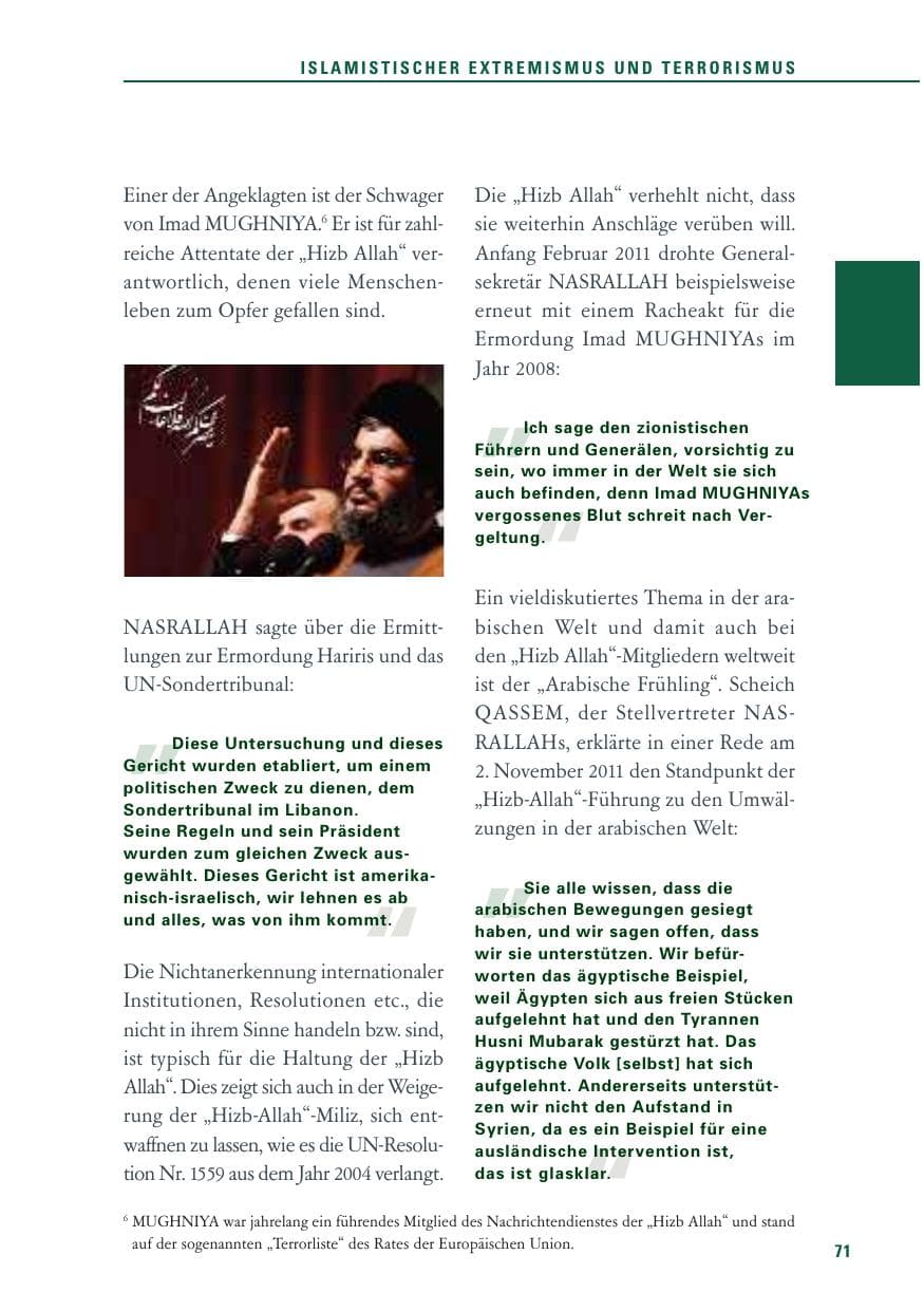Seite 72 des Verfassungsschutzbericht 2011 Baden-Württemberg