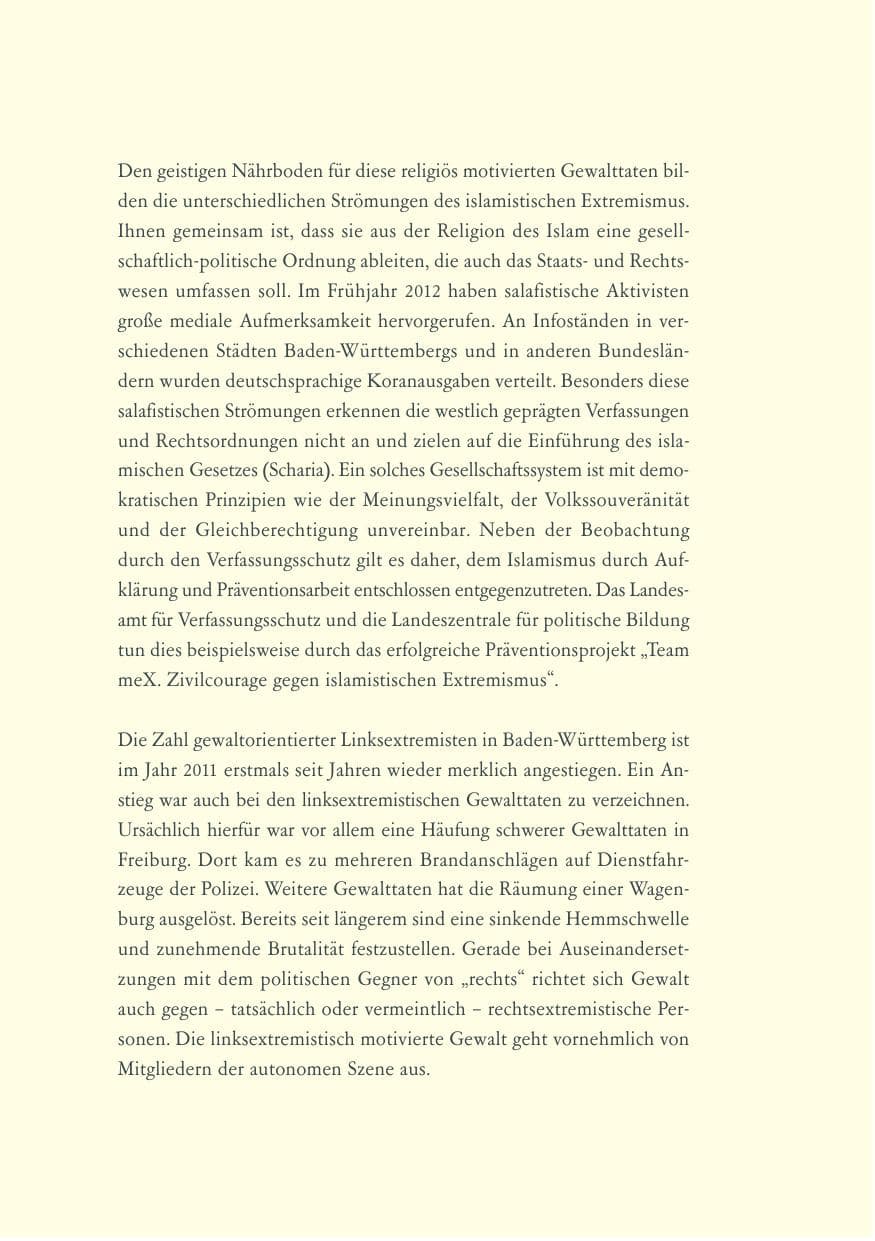 Seite 9 des Verfassungsschutzbericht 2011 Baden-Württemberg