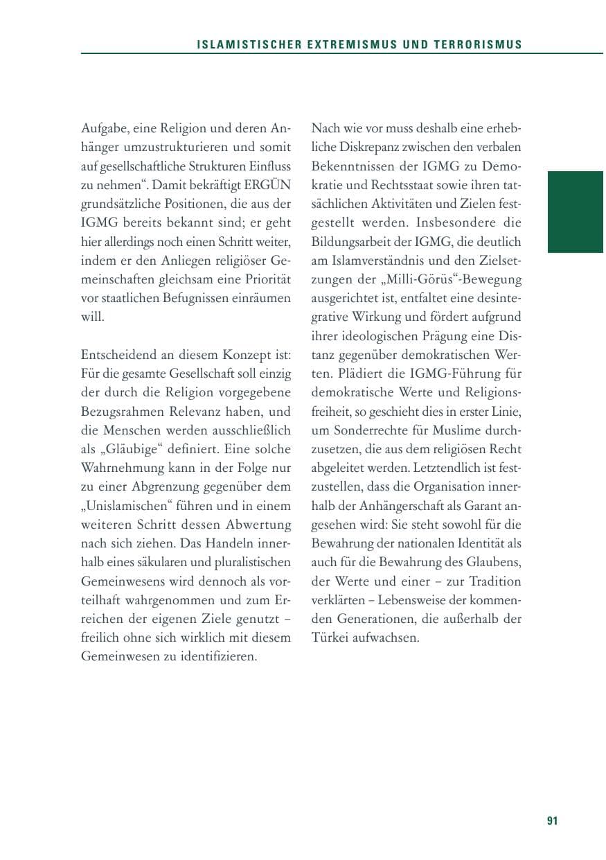 Seite 92 des Verfassungsschutzbericht 2011 Baden-Württemberg