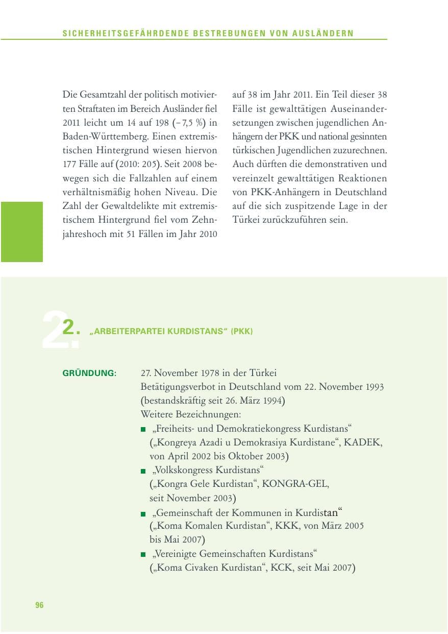 Seite 97 des Verfassungsschutzbericht 2011 Baden-Württemberg