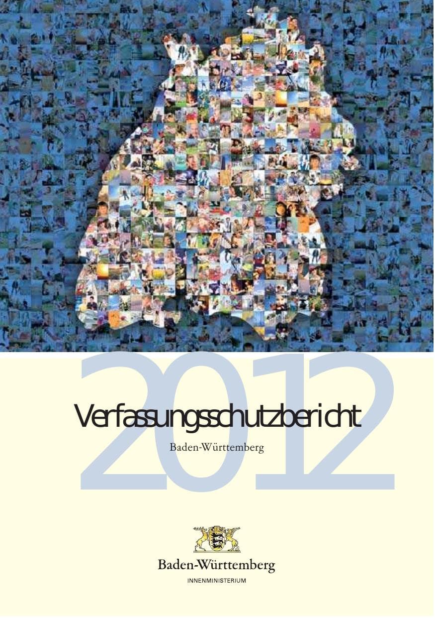 Seite 1 des Verfassungsschutzbericht 2012 Baden-Württemberg