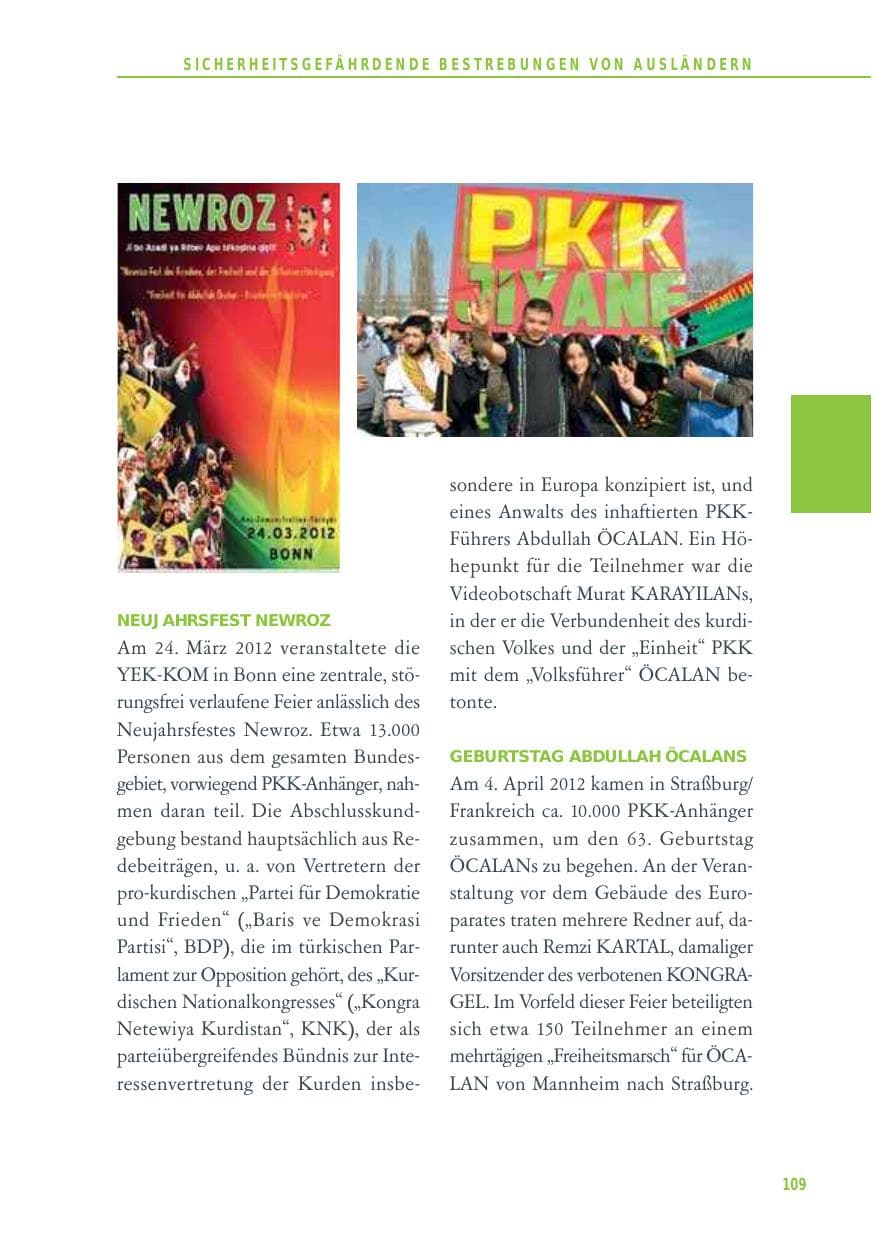 Seite 109 des Verfassungsschutzbericht 2012 Baden-Württemberg