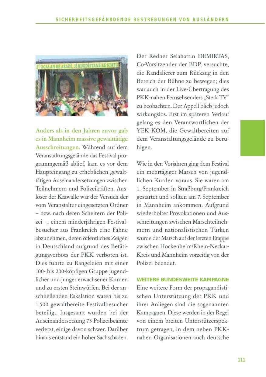 Seite 111 des Verfassungsschutzbericht 2012 Baden-Württemberg