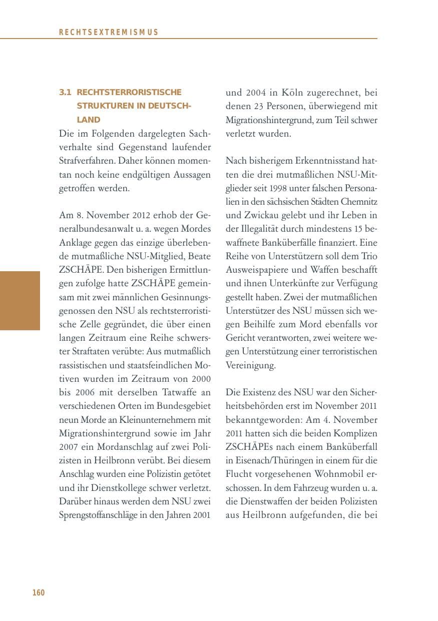 Seite 160 des Verfassungsschutzbericht 2012 Baden-Württemberg