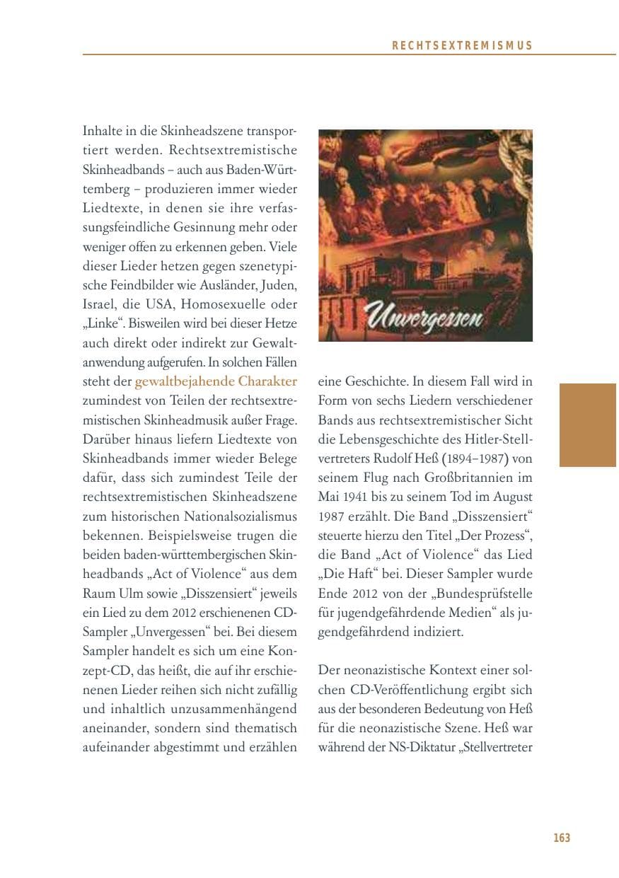 Seite 163 des Verfassungsschutzbericht 2012 Baden-Württemberg