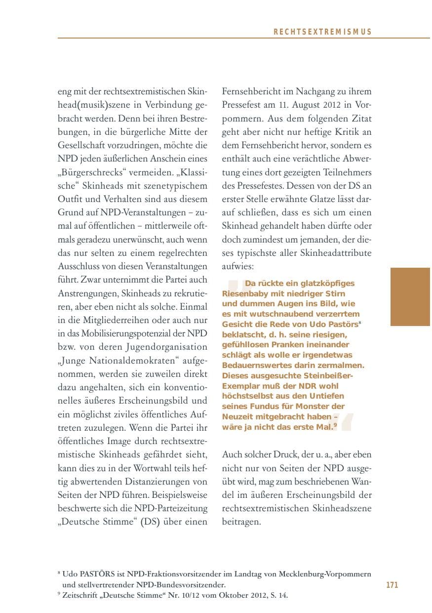 Seite 171 des Verfassungsschutzbericht 2012 Baden-Württemberg