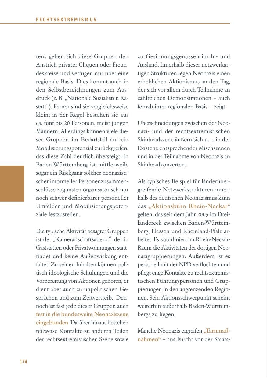 Seite 174 des Verfassungsschutzbericht 2012 Baden-Württemberg