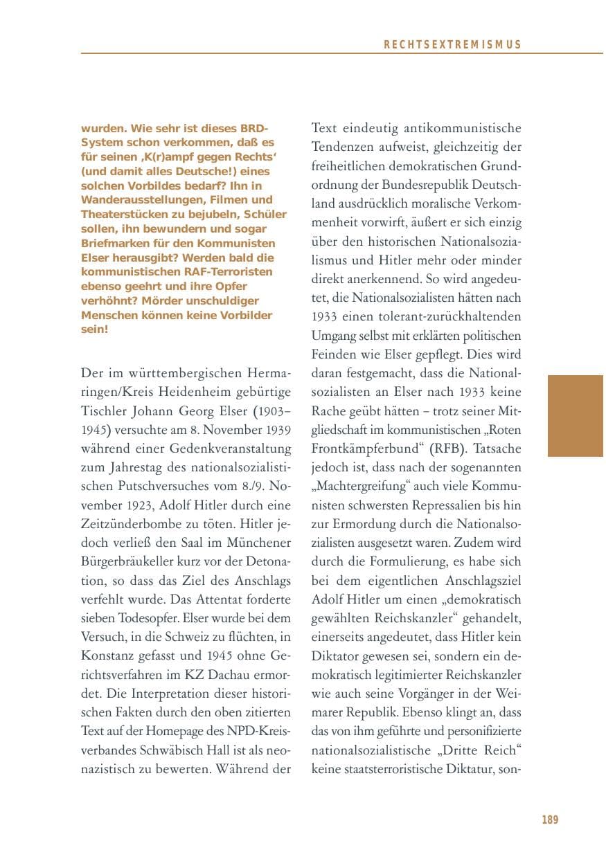 Seite 189 des Verfassungsschutzbericht 2012 Baden-Württemberg