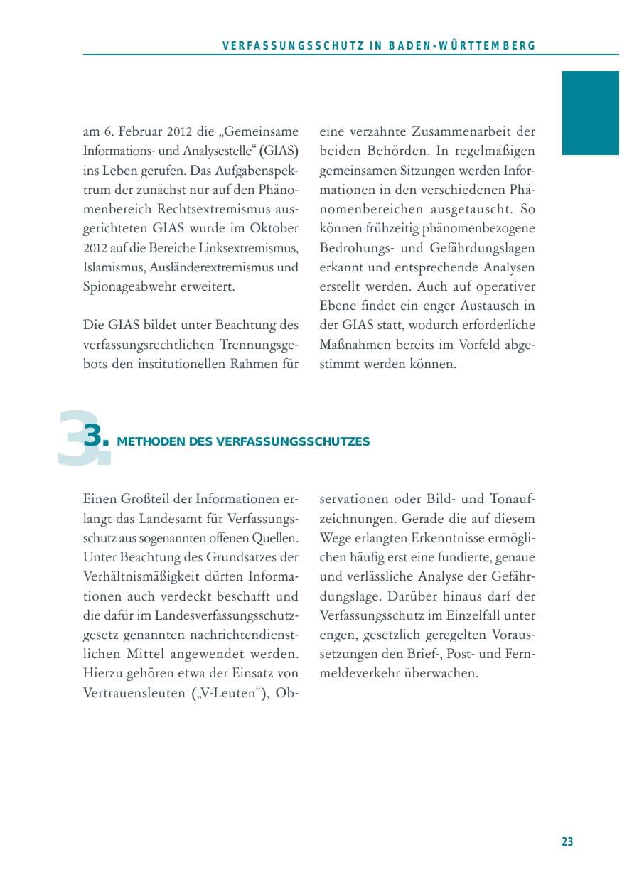 Seite 23 des Verfassungsschutzbericht 2012 Baden-Württemberg