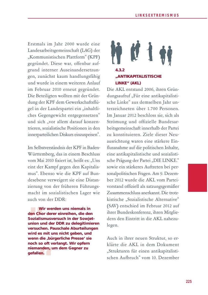 Seite 225 des Verfassungsschutzbericht 2012 Baden-Württemberg