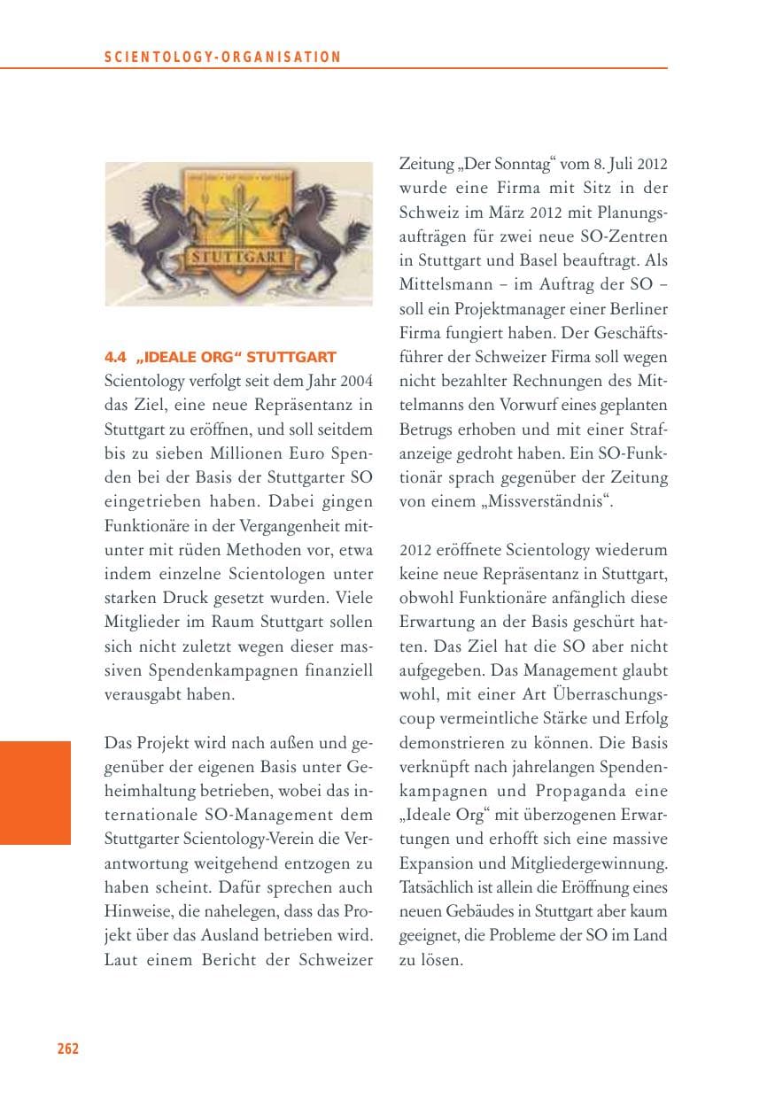 Seite 262 des Verfassungsschutzbericht 2012 Baden-Württemberg