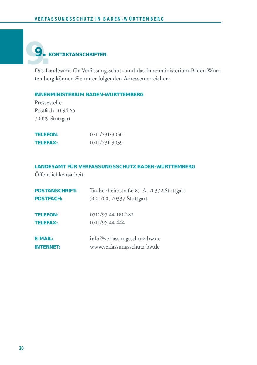 Seite 30 des Verfassungsschutzbericht 2012 Baden-Württemberg