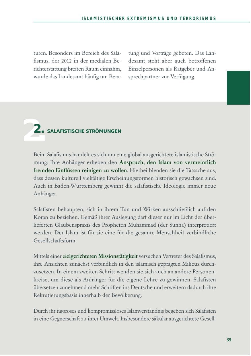 Seite 39 des Verfassungsschutzbericht 2012 Baden-Württemberg