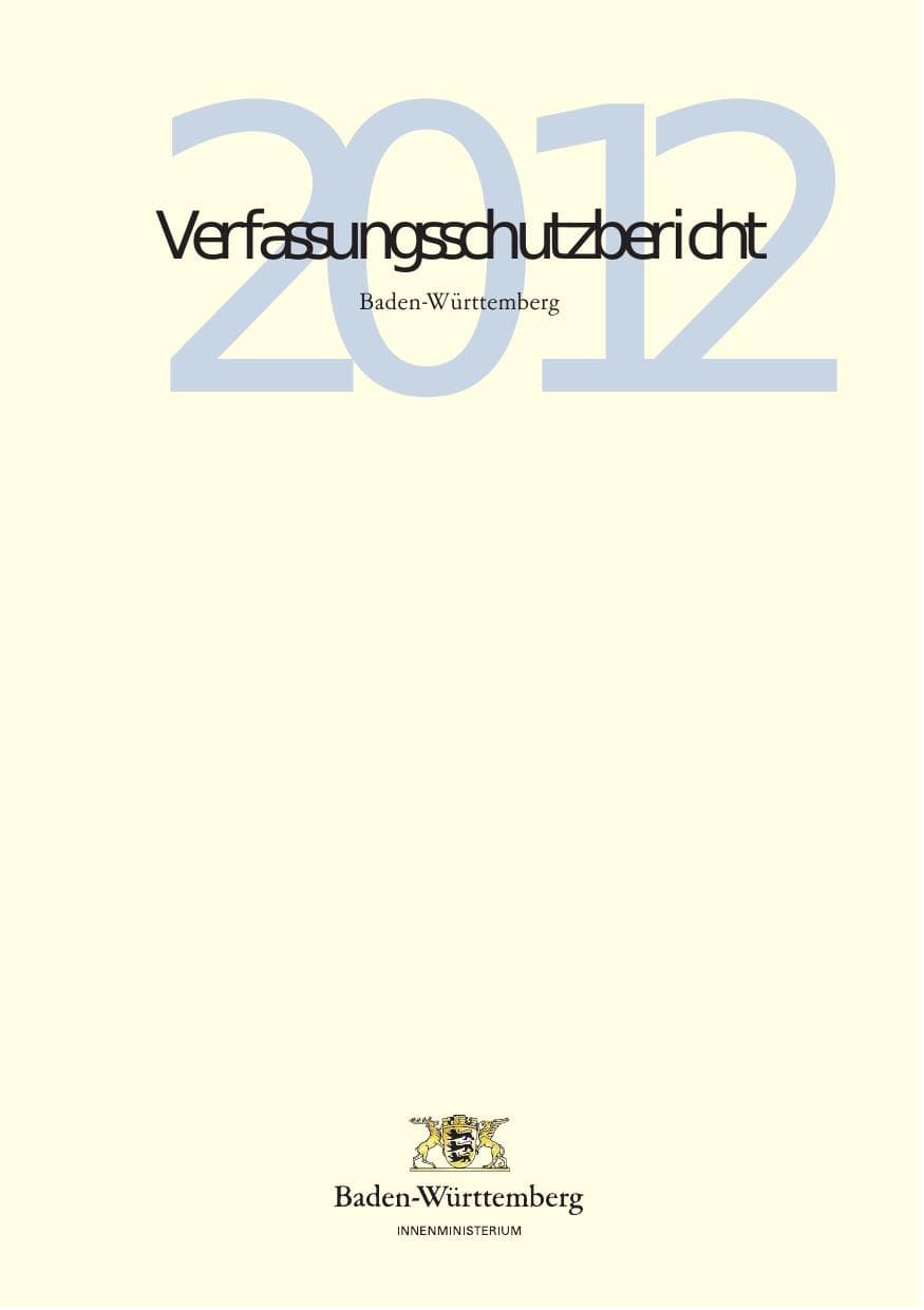 Seite 5 des Verfassungsschutzbericht 2012 Baden-Württemberg