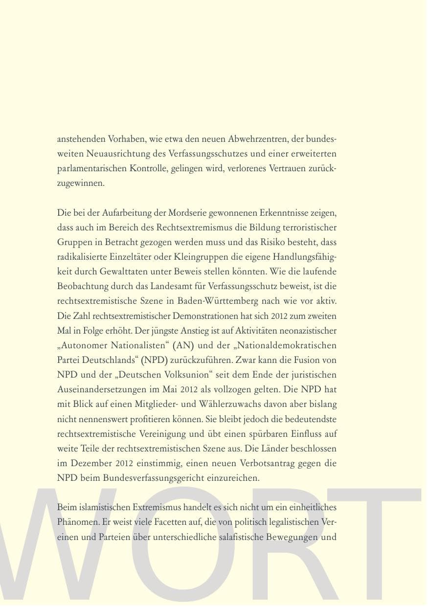 Seite 7 des Verfassungsschutzbericht 2012 Baden-Württemberg