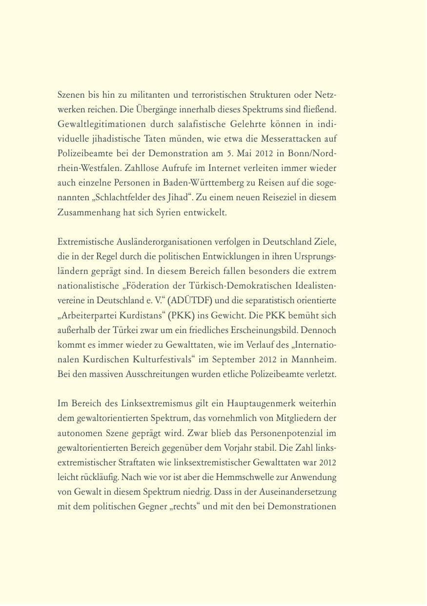 Seite 8 des Verfassungsschutzbericht 2012 Baden-Württemberg
