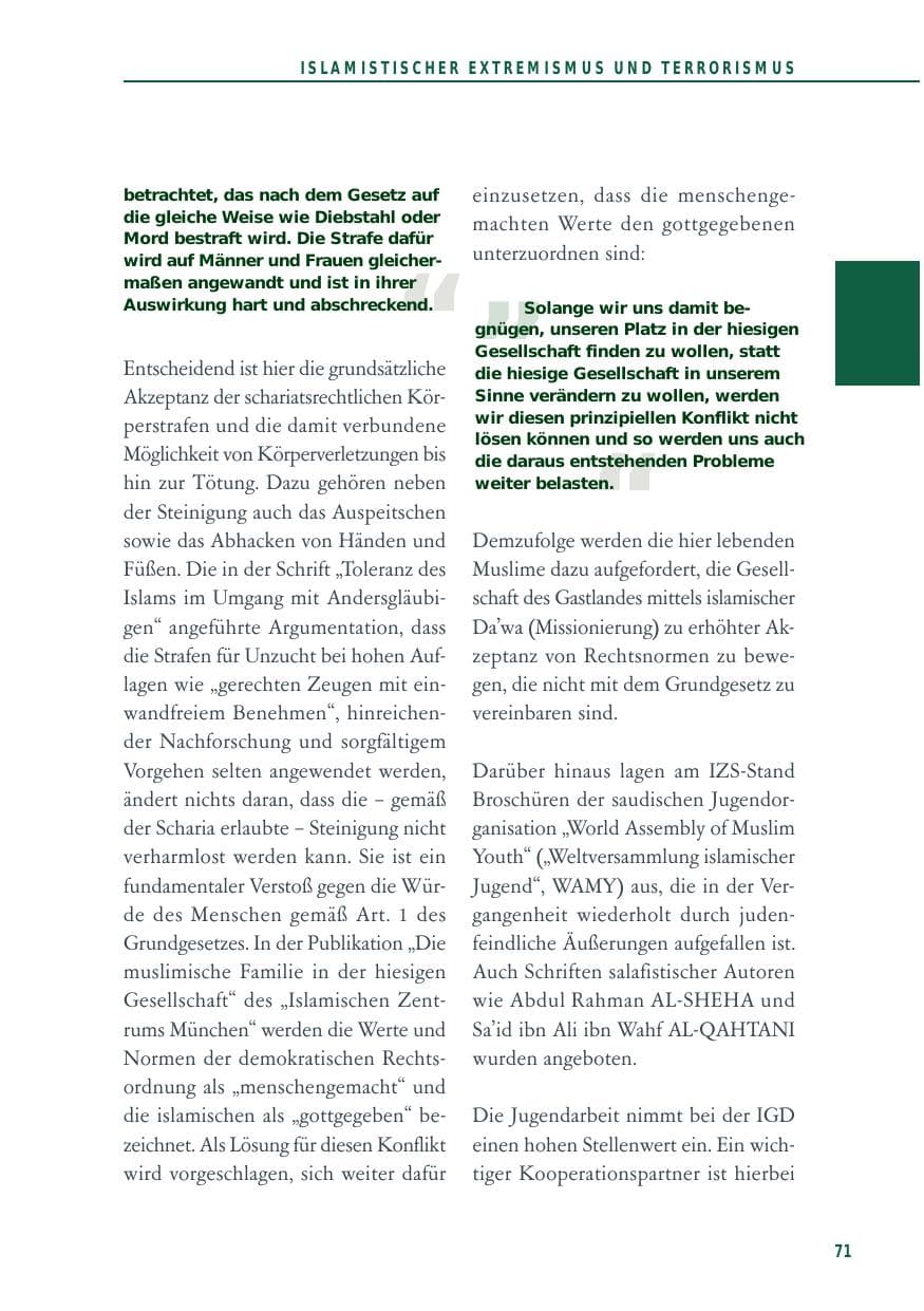 Seite 71 des Verfassungsschutzbericht 2012 Baden-Württemberg