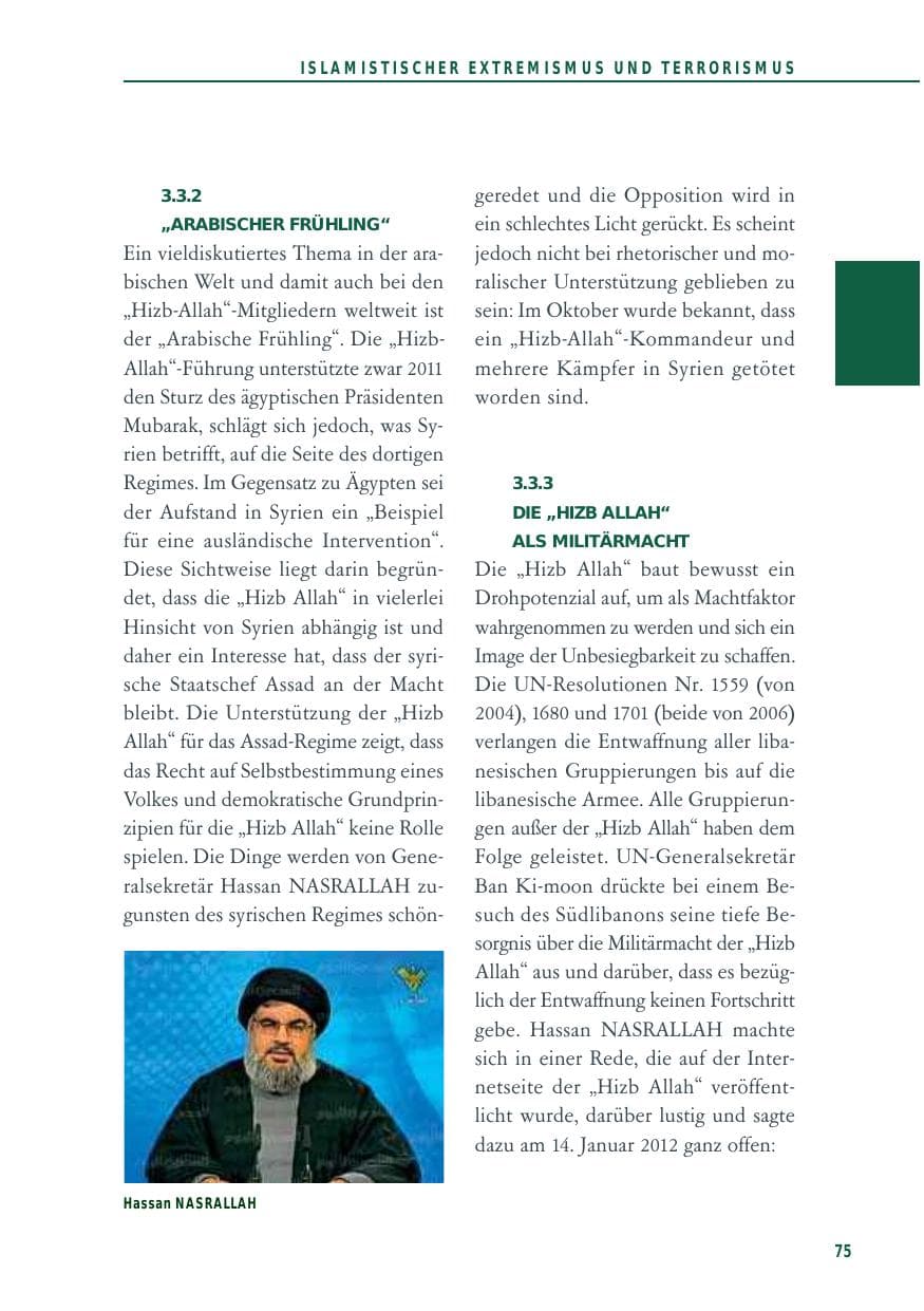 Seite 75 des Verfassungsschutzbericht 2012 Baden-Württemberg