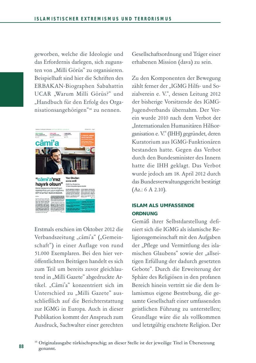 Seite 88 des Verfassungsschutzbericht 2012 Baden-Württemberg