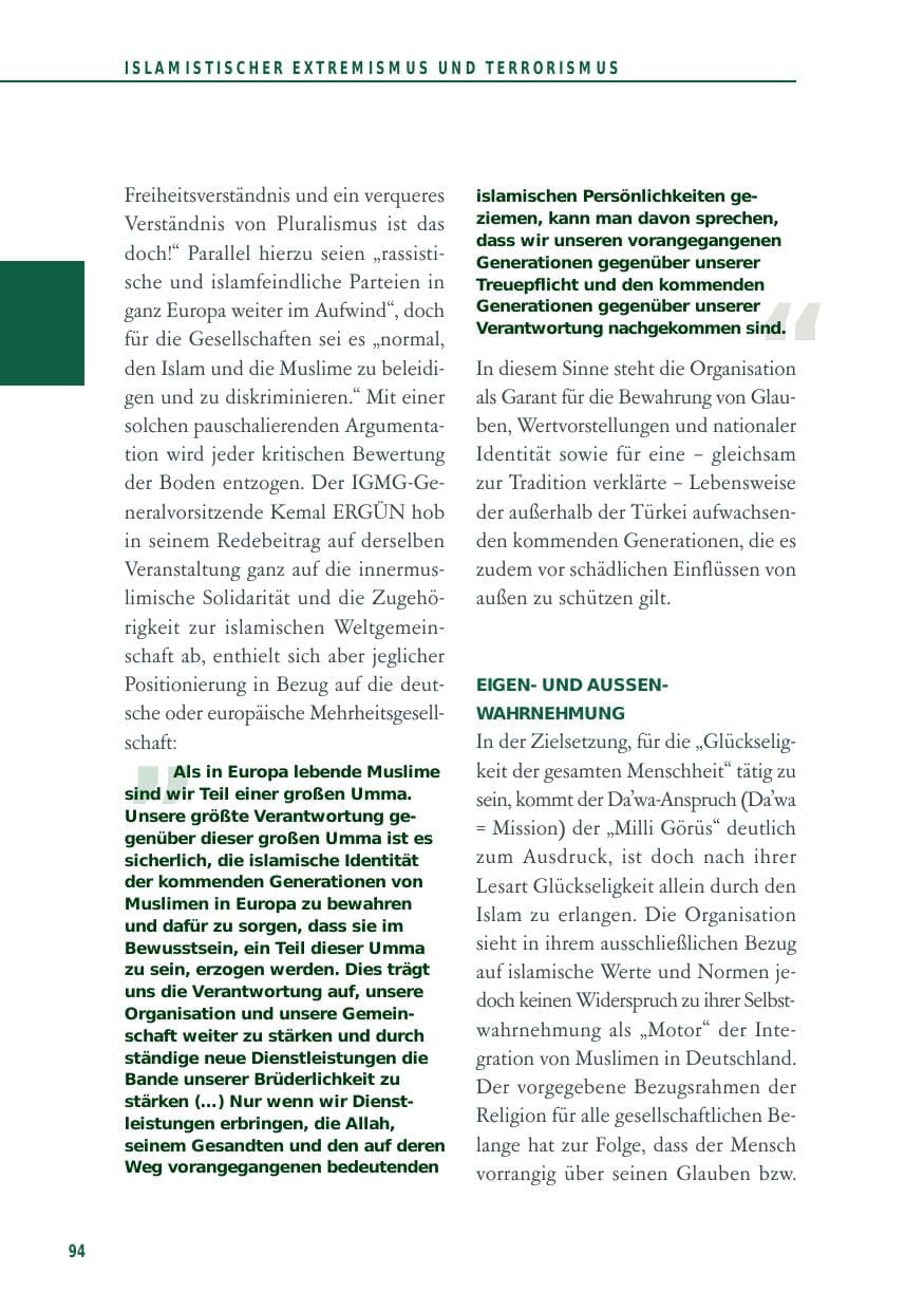 Seite 94 des Verfassungsschutzbericht 2012 Baden-Württemberg