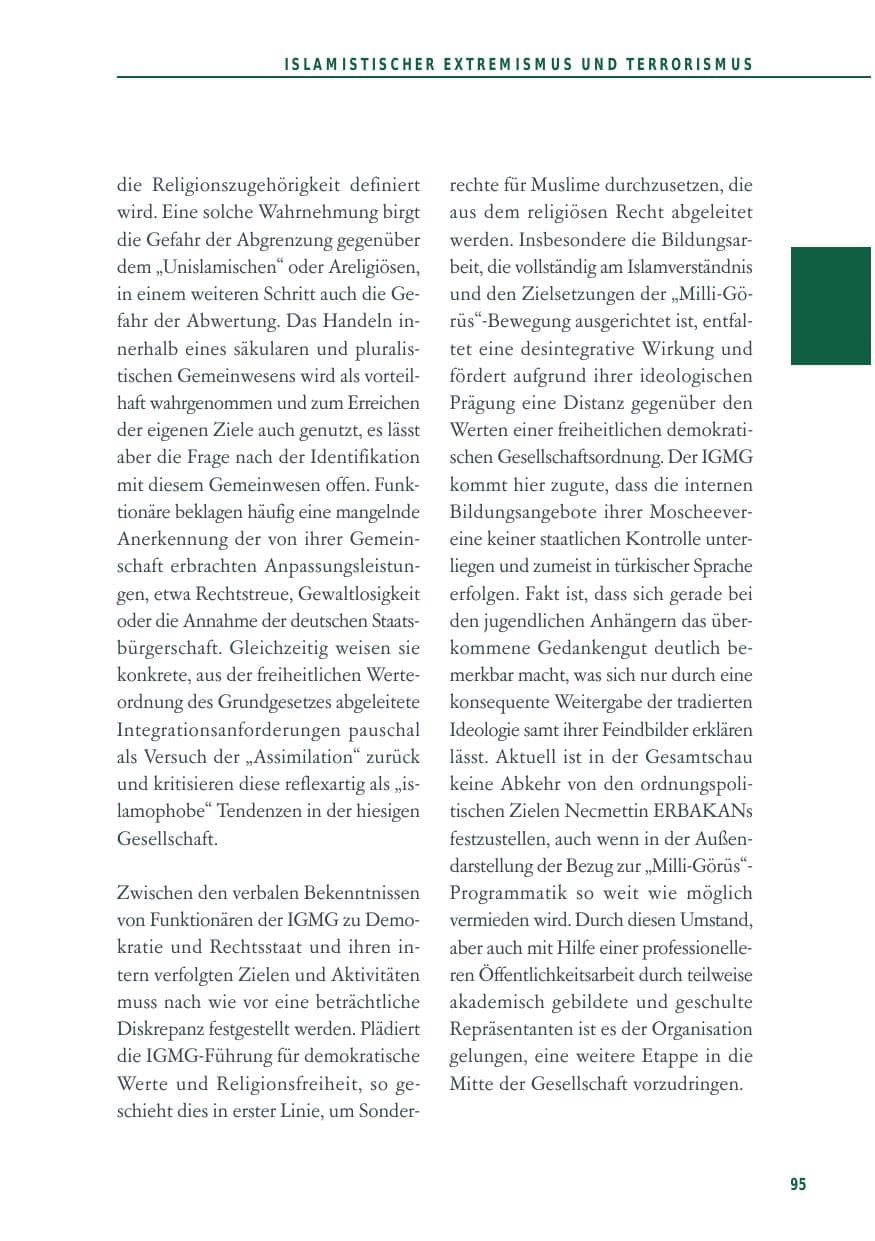 Seite 95 des Verfassungsschutzbericht 2012 Baden-Württemberg