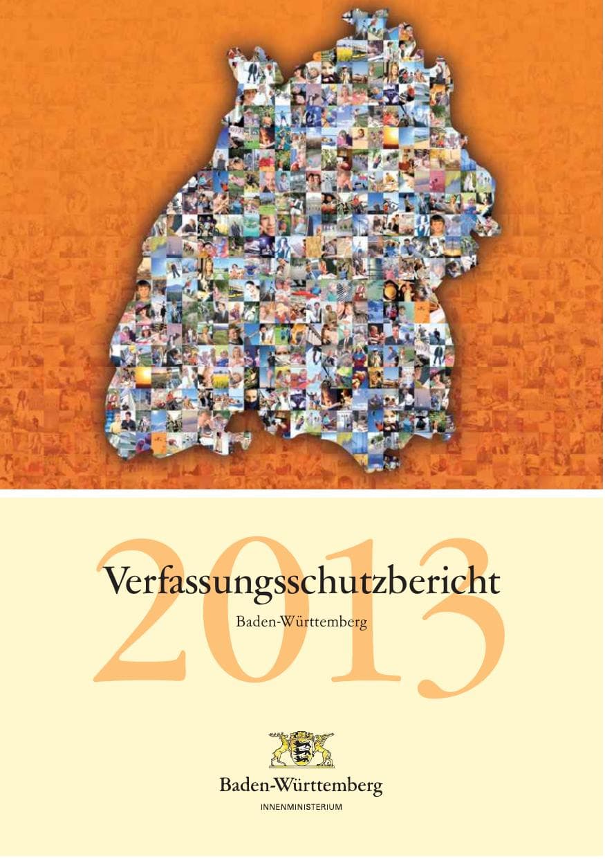 Seite 1 des Verfassungsschutzbericht 2013 Baden-Württemberg