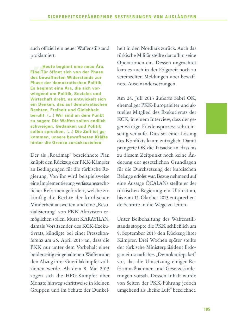 Seite 105 des Verfassungsschutzbericht 2013 Baden-Württemberg