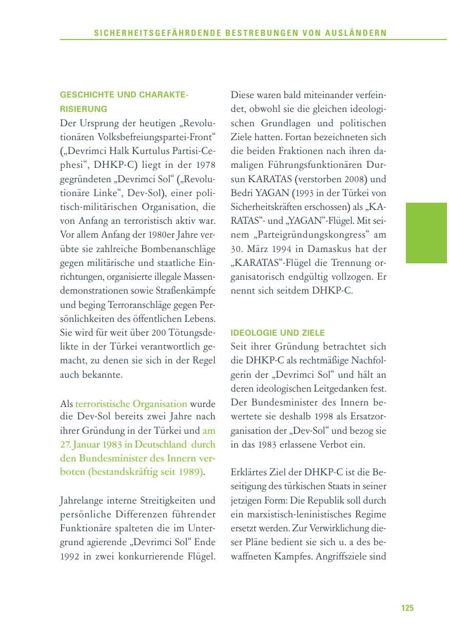 Seite 125 des Verfassungsschutzbericht 2013 Baden-Württemberg