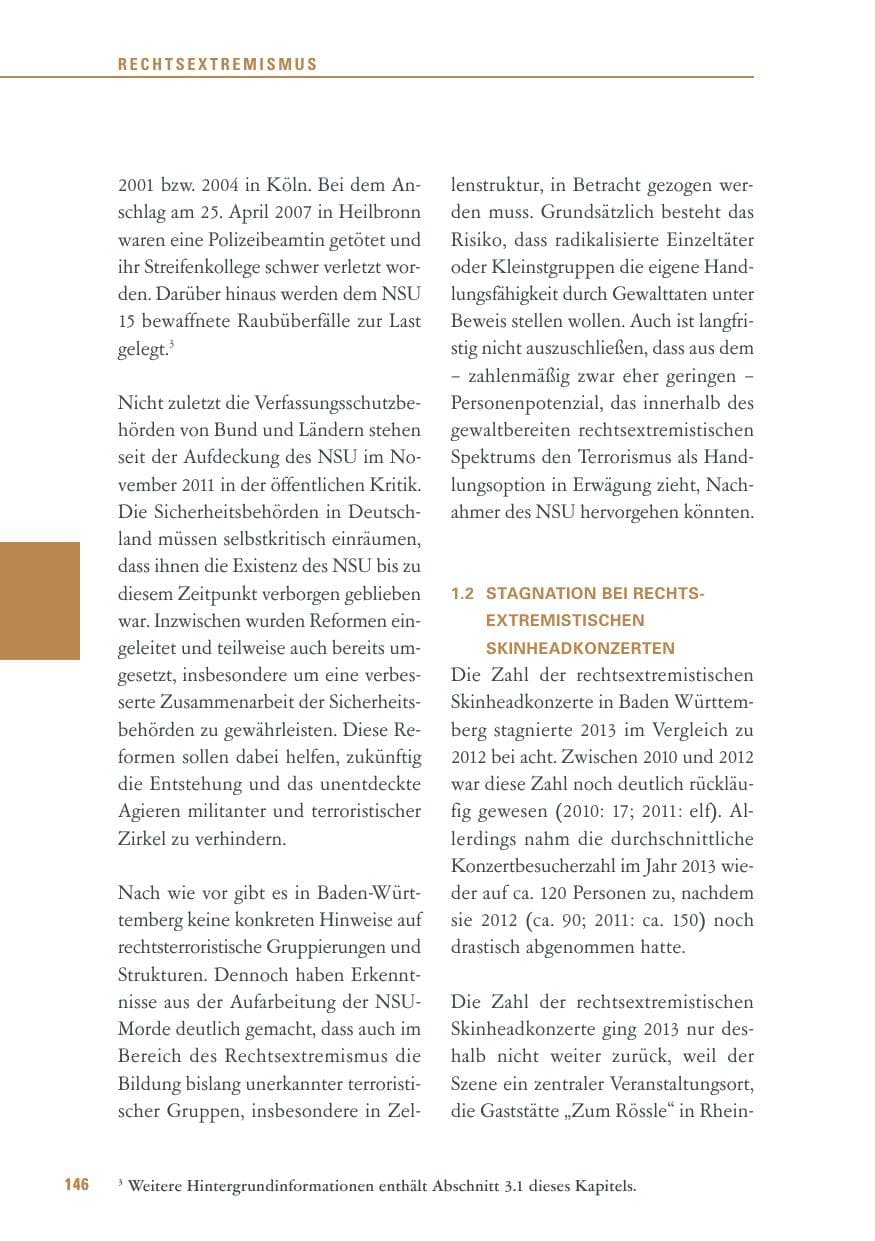 Seite 146 des Verfassungsschutzbericht 2013 Baden-Württemberg
