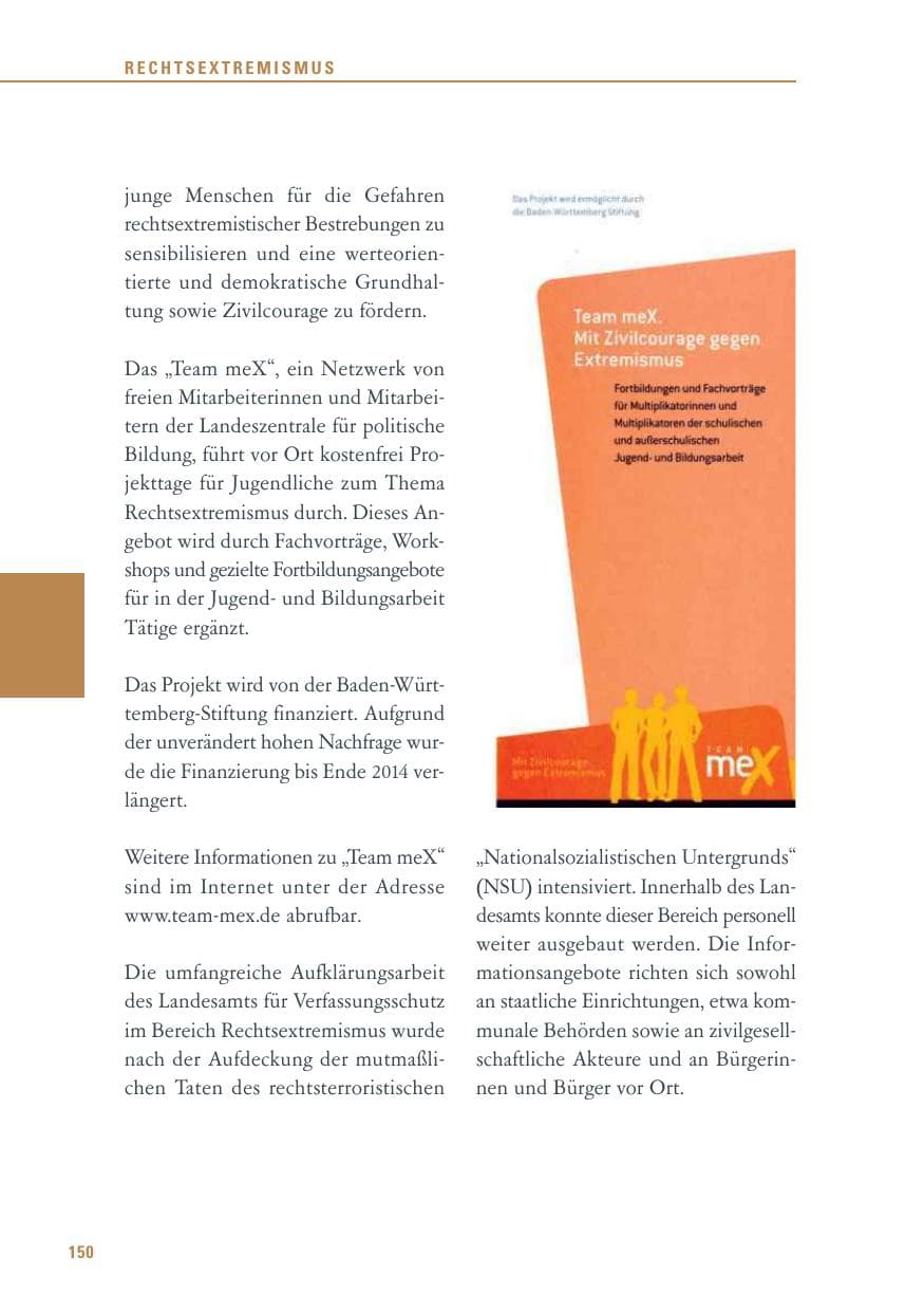 Seite 150 des Verfassungsschutzbericht 2013 Baden-Württemberg
