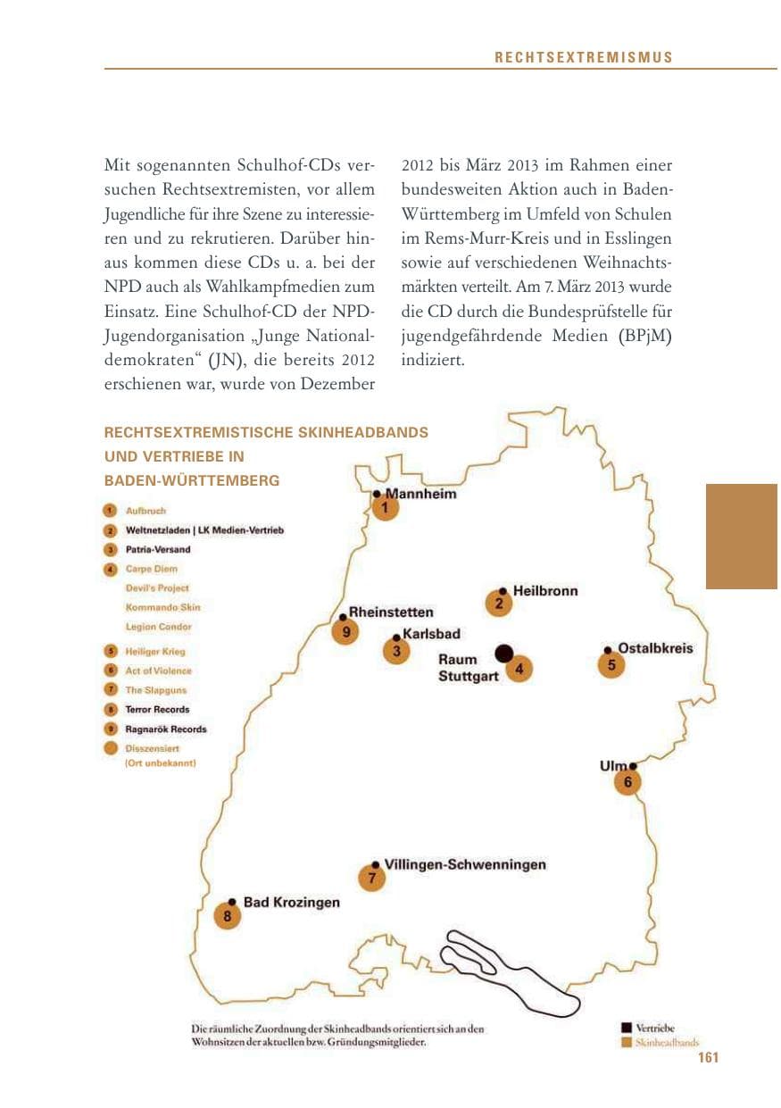 Seite 161 des Verfassungsschutzbericht 2013 Baden-Württemberg