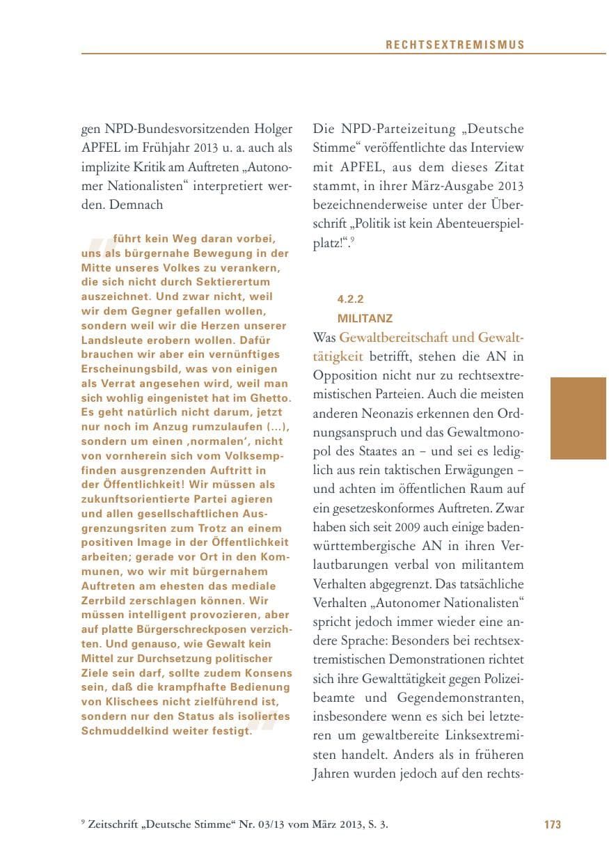 Seite 173 des Verfassungsschutzbericht 2013 Baden-Württemberg