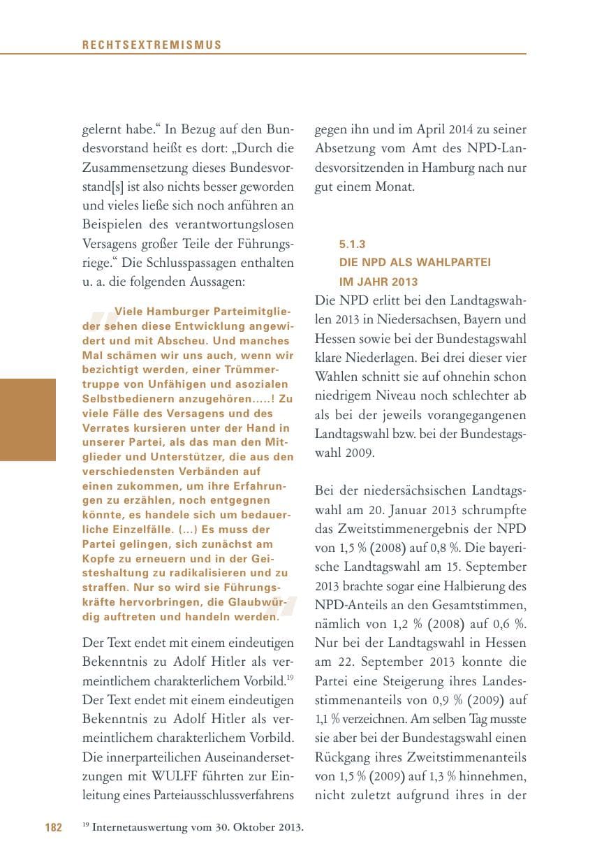 Seite 182 des Verfassungsschutzbericht 2013 Baden-Württemberg