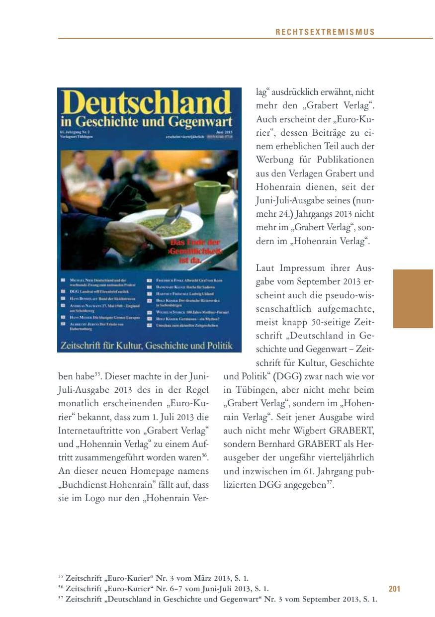 Seite 201 des Verfassungsschutzbericht 2013 Baden-Württemberg
