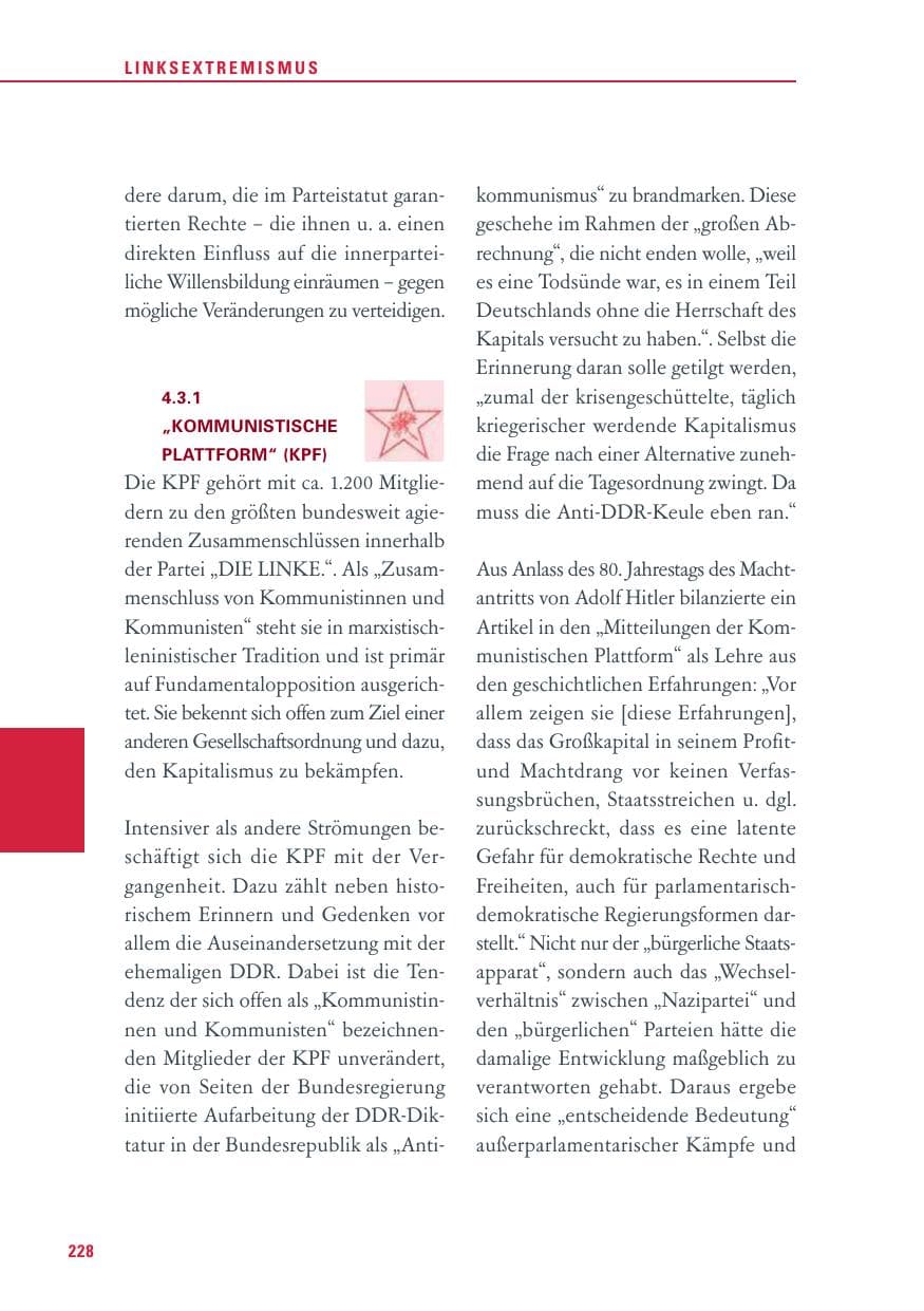 Seite 228 des Verfassungsschutzbericht 2013 Baden-Württemberg