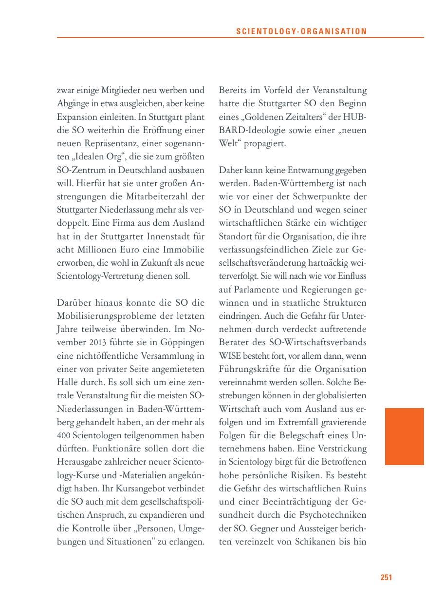Seite 251 des Verfassungsschutzbericht 2013 Baden-Württemberg