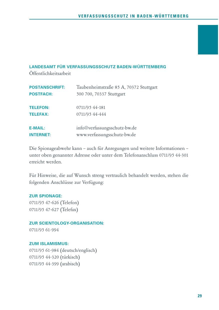 Seite 29 des Verfassungsschutzbericht 2013 Baden-Württemberg
