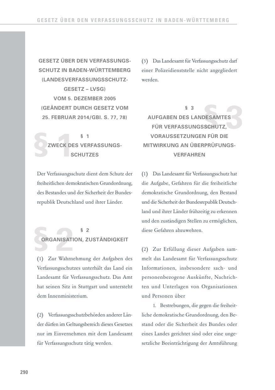 Seite 290 des Verfassungsschutzbericht 2013 Baden-Württemberg