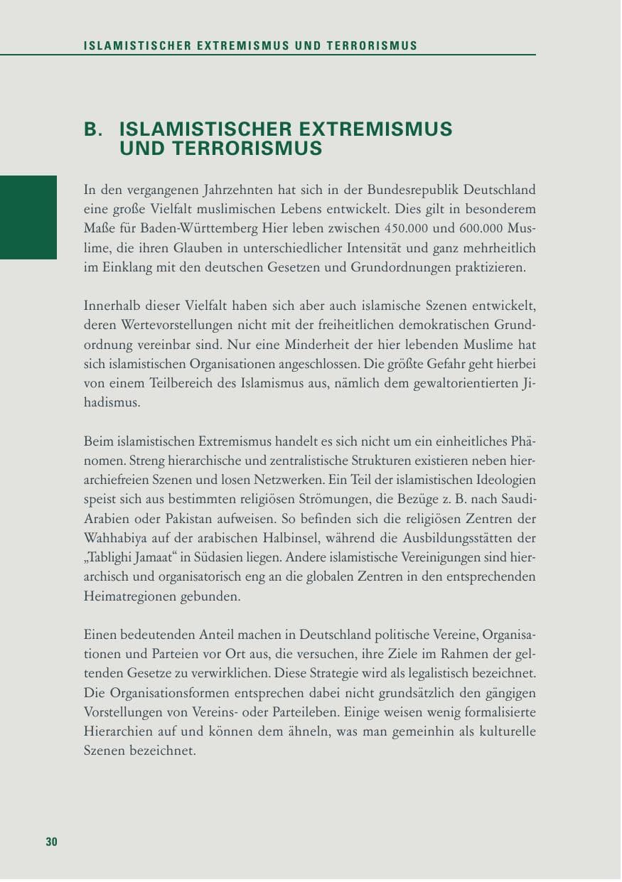 Seite 30 des Verfassungsschutzbericht 2013 Baden-Württemberg