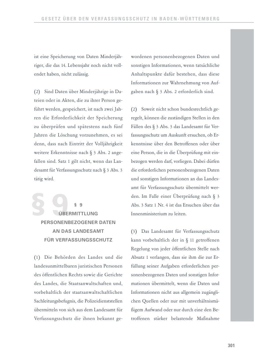 Seite 301 des Verfassungsschutzbericht 2013 Baden-Württemberg