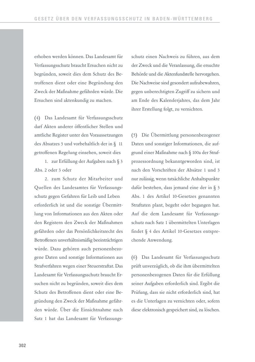 Seite 302 des Verfassungsschutzbericht 2013 Baden-Württemberg