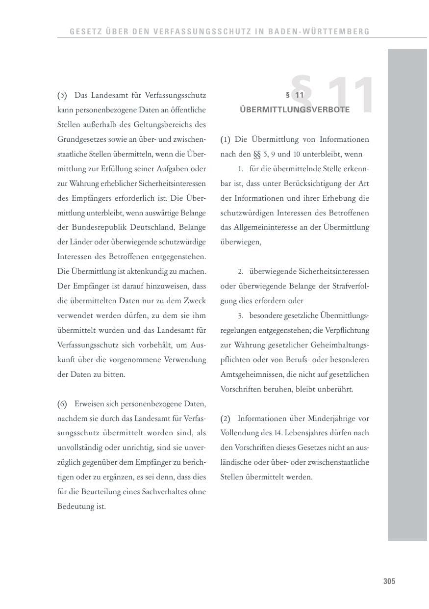 Seite 305 des Verfassungsschutzbericht 2013 Baden-Württemberg