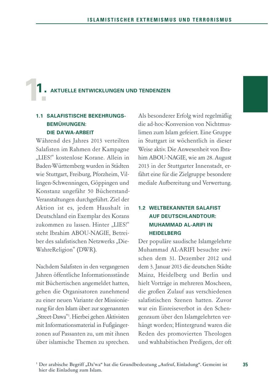 Seite 35 des Verfassungsschutzbericht 2013 Baden-Württemberg