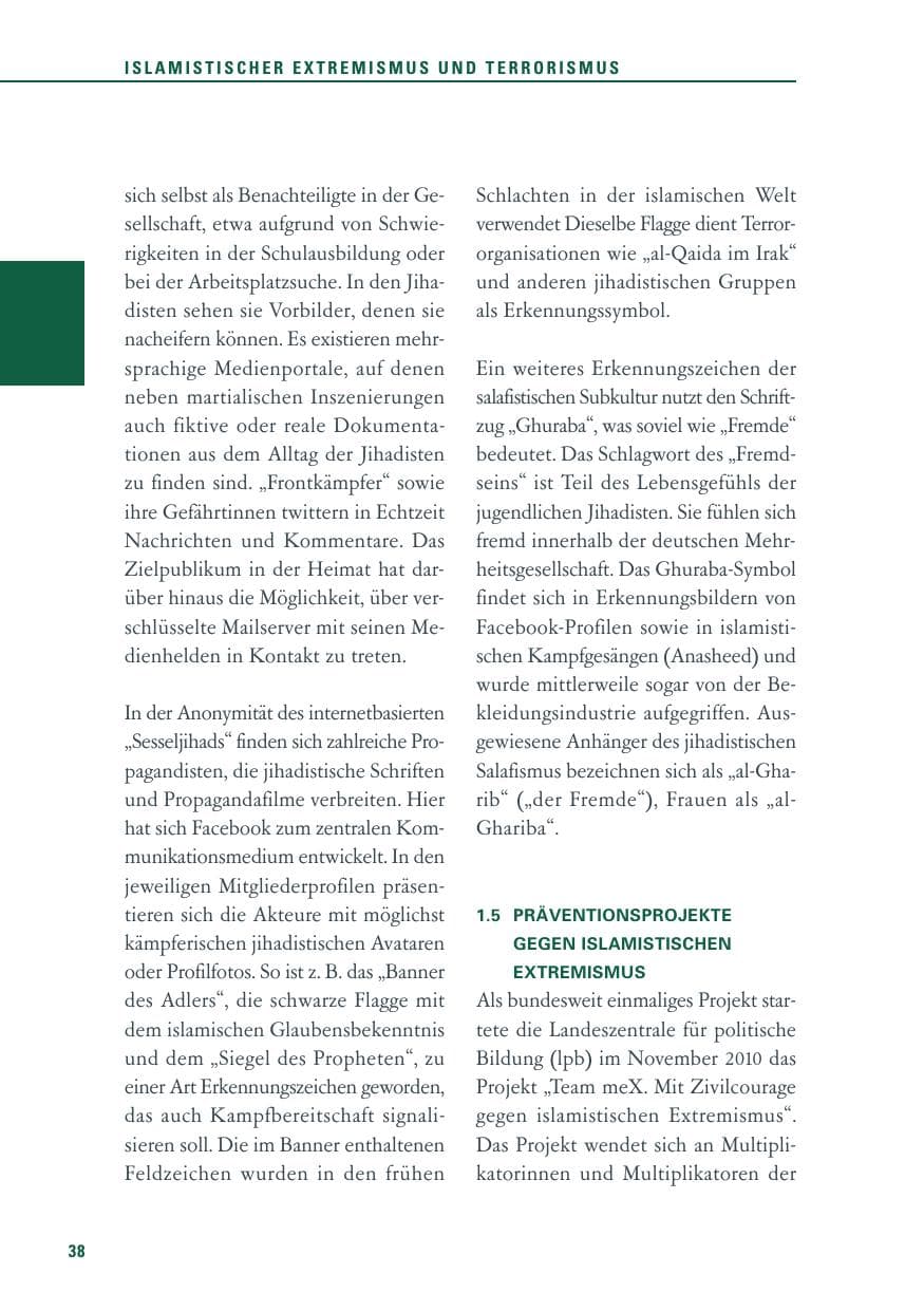 Seite 38 des Verfassungsschutzbericht 2013 Baden-Württemberg